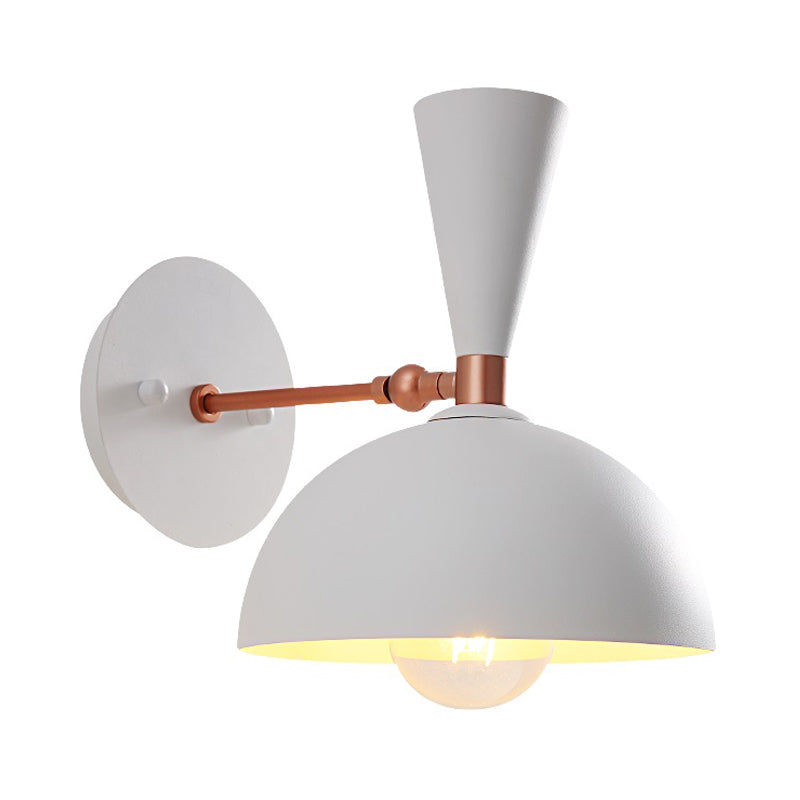 Modern Dome Sconce Metal 1 Bulb Wall Mounted Lighting in Black/White with Rotating Node Clearhalo 'Cast Iron' 'Glass' 'Industrial' 'Modern wall lights' 'Modern' 'Tiffany' 'Traditional wall lights' 'Wall Lamps & Sconces' 'Wall Lights' Lighting' 338781