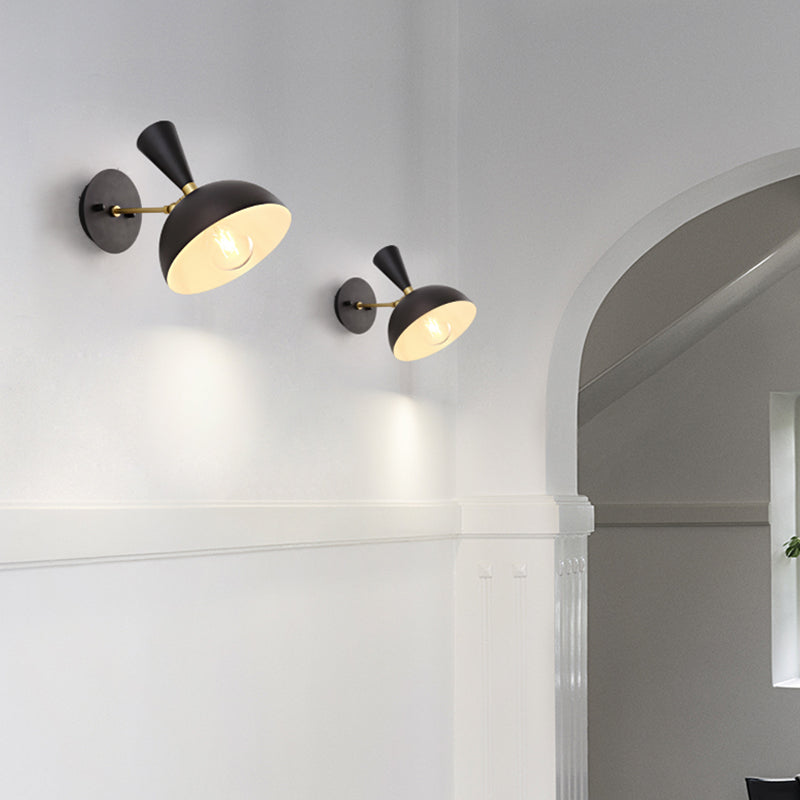 Modern Dome Sconce Metal 1 Bulb Wall Mounted Lighting in Black/White with Rotating Node Clearhalo 'Cast Iron' 'Glass' 'Industrial' 'Modern wall lights' 'Modern' 'Tiffany' 'Traditional wall lights' 'Wall Lamps & Sconces' 'Wall Lights' Lighting' 338784