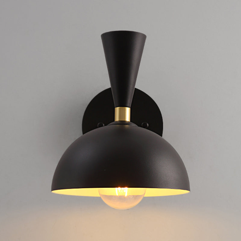 Modern Dome Sconce Metal 1 Bulb Wall Mounted Lighting in Black/White with Rotating Node Clearhalo 'Cast Iron' 'Glass' 'Industrial' 'Modern wall lights' 'Modern' 'Tiffany' 'Traditional wall lights' 'Wall Lamps & Sconces' 'Wall Lights' Lighting' 338785