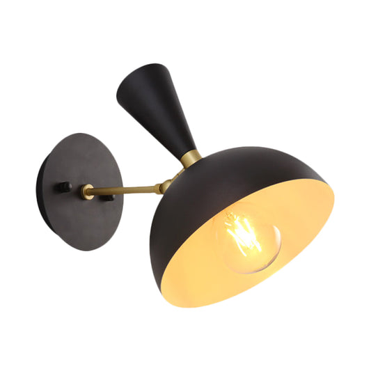 Modern Dome Sconce Metal 1 Bulb Wall Mounted Lighting in Black/White with Rotating Node Clearhalo 'Cast Iron' 'Glass' 'Industrial' 'Modern wall lights' 'Modern' 'Tiffany' 'Traditional wall lights' 'Wall Lamps & Sconces' 'Wall Lights' Lighting' 338786
