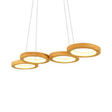 4/5 Lights Dining Room Chandelier with Orbicular Wood Shade Modernist Beige Led Hanging Pendant Light in Warm Light Clearhalo 'Ceiling Lights' 'Chandeliers' Lighting' options 338845