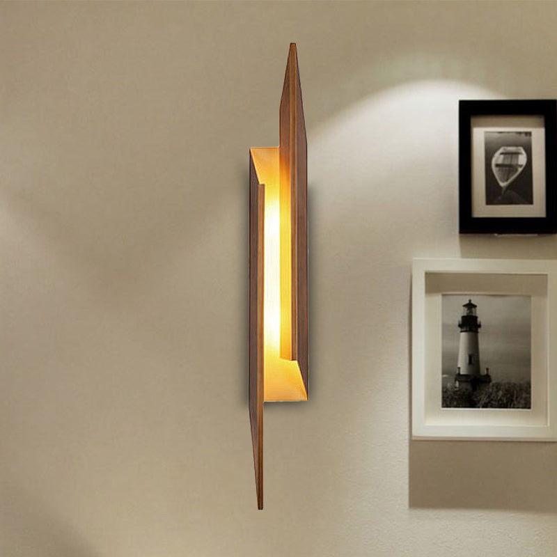 1 Head Living Room Sconce Modernist Brown LED Wall Mounted Light with Geometric Metal Shade Clearhalo 'Cast Iron' 'Glass' 'Industrial' 'Modern wall lights' 'Modern' 'Tiffany' 'Traditional wall lights' 'Wall Lamps & Sconces' 'Wall Lights' Lighting' 339053