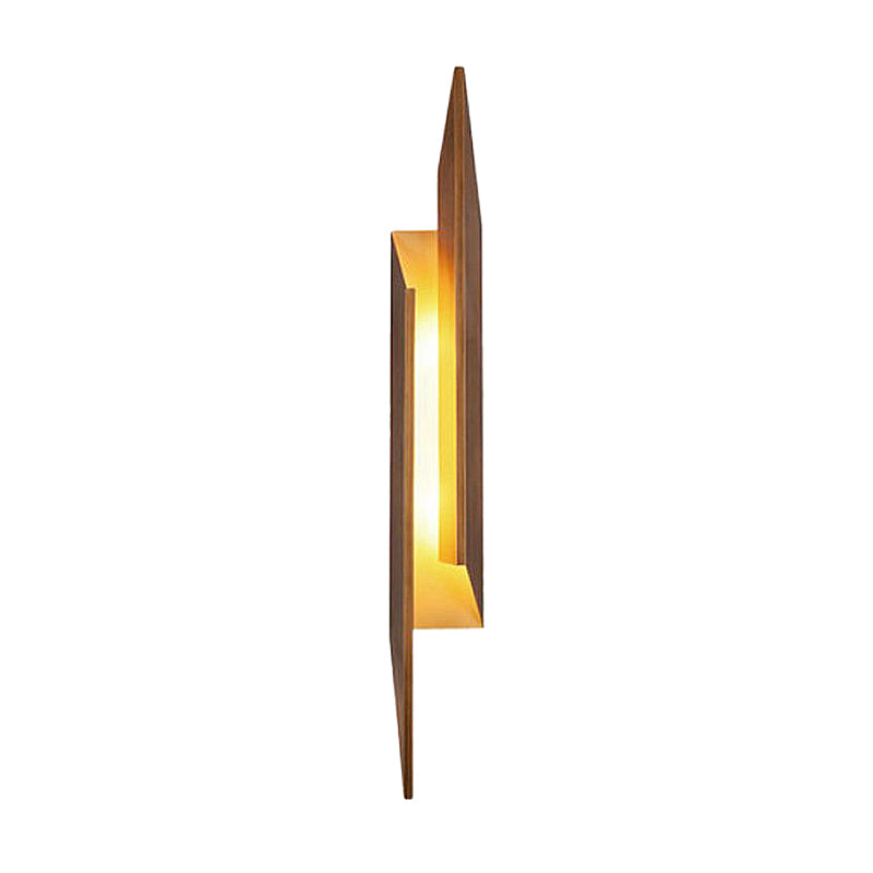 1 Head Living Room Sconce Modernist Brown LED Wall Mounted Light with Geometric Metal Shade Clearhalo 'Cast Iron' 'Glass' 'Industrial' 'Modern wall lights' 'Modern' 'Tiffany' 'Traditional wall lights' 'Wall Lamps & Sconces' 'Wall Lights' Lighting' 339055