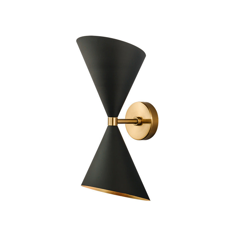 Double Cone-Shaped Wall Lamp Modernist 2 Lights Black Wall Mounted Lighting for Hallway Clearhalo 'Cast Iron' 'Glass' 'Industrial' 'Modern wall lights' 'Modern' 'Tiffany' 'Traditional wall lights' 'Wall Lamps & Sconces' 'Wall Lights' Lighting' 339060