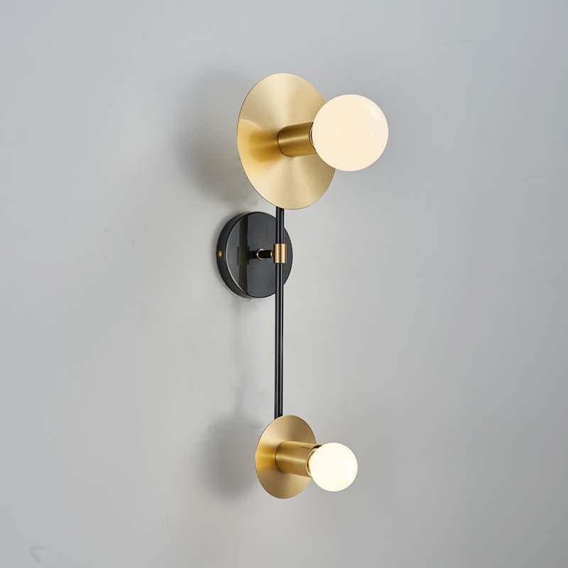 Modern Exposed Bulb Wall Sconce Metal 2 Lights Living Room Wall Lamp in Gold with Opal Glass Shade Clearhalo 'Cast Iron' 'Glass' 'Industrial' 'Modern wall lights' 'Modern' 'Tiffany' 'Traditional wall lights' 'Wall Lamps & Sconces' 'Wall Lights' Lighting' 339073