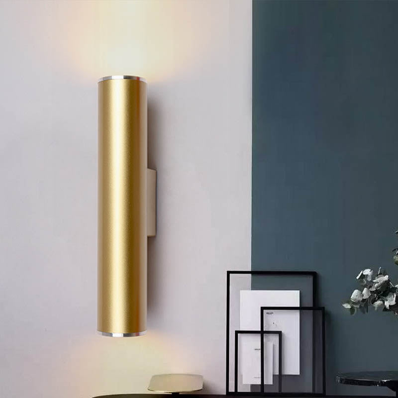 Gold Tube Wall Mounted Lighting Simple 1 Bulb Metal LED Flush Mount Wall Sconce for Corridor, 12"/19.5" H Gold Clearhalo 'Cast Iron' 'Glass' 'Industrial' 'Modern wall lights' 'Modern' 'Tiffany' 'Traditional wall lights' 'Wall Lamps & Sconces' 'Wall Lights' Lighting' 339101