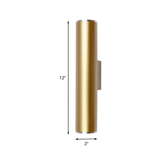 Gold Tube Wall Mounted Lighting Simple 1 Bulb Metal LED Flush Mount Wall Sconce for Corridor, 12"/19.5" H Clearhalo 'Cast Iron' 'Glass' 'Industrial' 'Modern wall lights' 'Modern' 'Tiffany' 'Traditional wall lights' 'Wall Lamps & Sconces' 'Wall Lights' Lighting' 339105