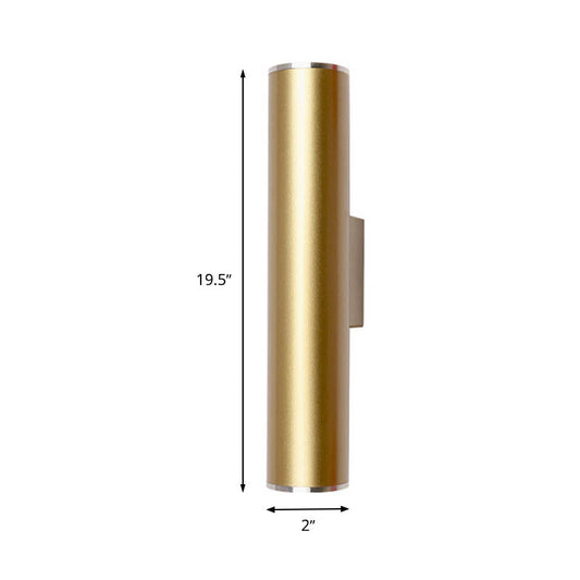 Gold Tube Wall Mounted Lighting Simple 1 Bulb Metal LED Flush Mount Wall Sconce for Corridor, 12"/19.5" H Clearhalo 'Cast Iron' 'Glass' 'Industrial' 'Modern wall lights' 'Modern' 'Tiffany' 'Traditional wall lights' 'Wall Lamps & Sconces' 'Wall Lights' Lighting' 339106