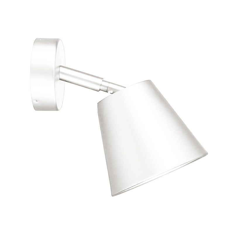 Tapered Wall Light Sconce Minimalist Metal 1 Head LED Bathroom Wall Mount Lighting in White/Chrome Clearhalo 'Cast Iron' 'Glass' 'Industrial' 'Modern wall lights' 'Modern' 'Tiffany' 'Traditional wall lights' 'Wall Lamps & Sconces' 'Wall Lights' Lighting' 339115