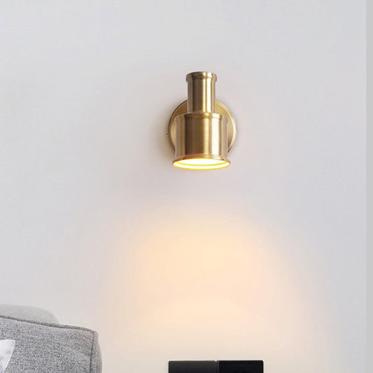 Metal Cylinder Wall Sconce Lighting Contemporary 1 Head Gold Wall Light Fixture for Bedroom Gold Clearhalo 'Cast Iron' 'Glass' 'Industrial' 'Modern wall lights' 'Modern' 'Tiffany' 'Traditional wall lights' 'Wall Lamps & Sconces' 'Wall Lights' Lighting' 339140