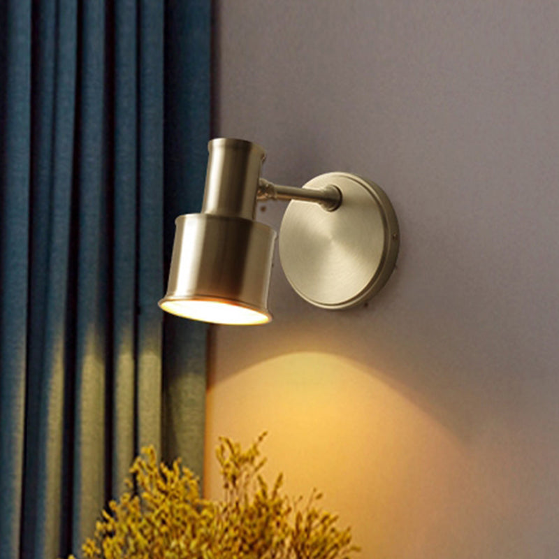 Metal Cylinder Wall Sconce Lighting Contemporary 1 Head Gold Wall Light Fixture for Bedroom Clearhalo 'Cast Iron' 'Glass' 'Industrial' 'Modern wall lights' 'Modern' 'Tiffany' 'Traditional wall lights' 'Wall Lamps & Sconces' 'Wall Lights' Lighting' 339141