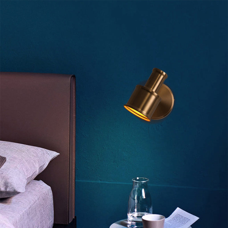 Metal Cylinder Wall Sconce Lighting Contemporary 1 Head Gold Wall Light Fixture for Bedroom Clearhalo 'Cast Iron' 'Glass' 'Industrial' 'Modern wall lights' 'Modern' 'Tiffany' 'Traditional wall lights' 'Wall Lamps & Sconces' 'Wall Lights' Lighting' 339142