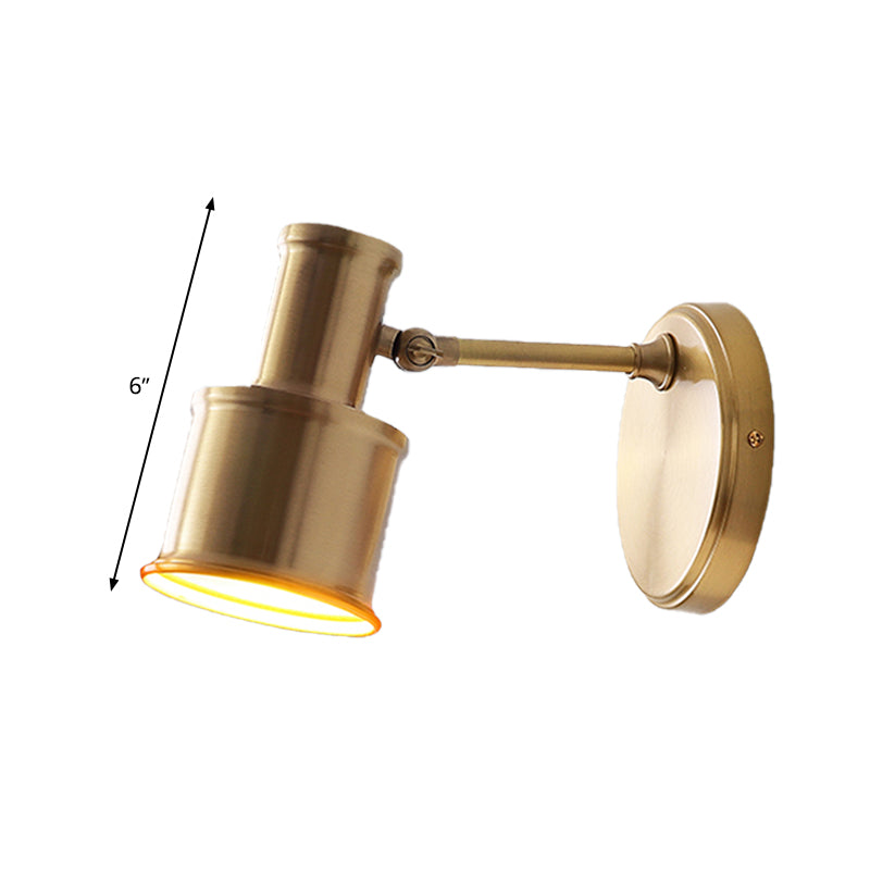 Metal Cylinder Wall Sconce Lighting Contemporary 1 Head Gold Wall Light Fixture for Bedroom Clearhalo 'Cast Iron' 'Glass' 'Industrial' 'Modern wall lights' 'Modern' 'Tiffany' 'Traditional wall lights' 'Wall Lamps & Sconces' 'Wall Lights' Lighting' 339144