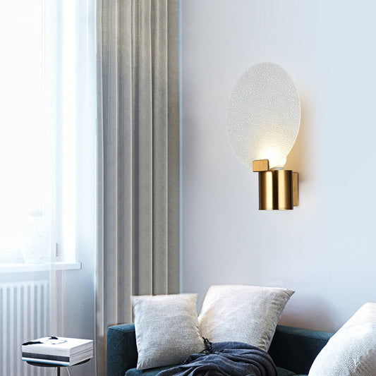 Modern 1 Light Wall Lighting Gold Round LED Wall Mounted Lamp with Bubble Glass Shade Clearhalo 'Cast Iron' 'Glass' 'Industrial' 'Modern wall lights' 'Modern' 'Tiffany' 'Traditional wall lights' 'Wall Lamps & Sconces' 'Wall Lights' Lighting' 339152
