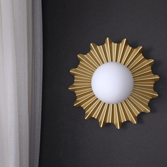 Ball Metal Wall Mount Light Simple White Glass 1 Head Living Room Wall Sconce Lighting Gold Clearhalo 'Cast Iron' 'Glass' 'Industrial' 'Modern wall lights' 'Modern' 'Tiffany' 'Traditional wall lights' 'Wall Lamps & Sconces' 'Wall Lights' Lighting' 339160