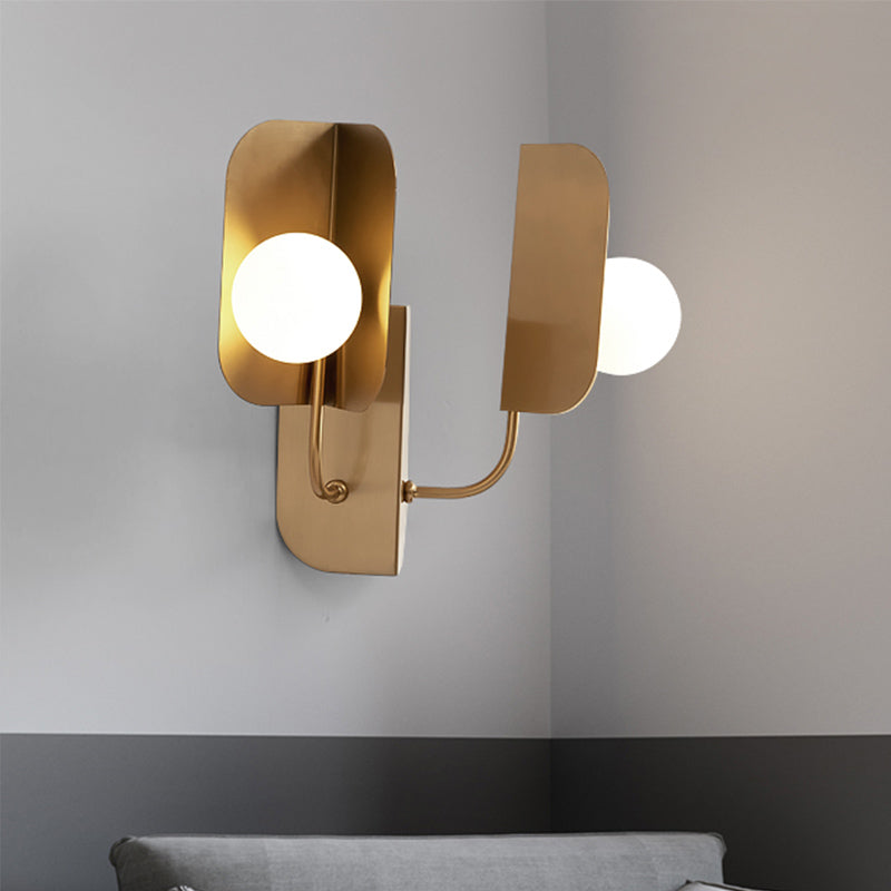 Gold Globe Wall Sconce Light Modern 2 Lights Metal LED Wall Mount Lamp for Living Room Clearhalo 'Cast Iron' 'Glass' 'Industrial' 'Modern wall lights' 'Modern' 'Tiffany' 'Traditional wall lights' 'Wall Lamps & Sconces' 'Wall Lights' Lighting' 339166