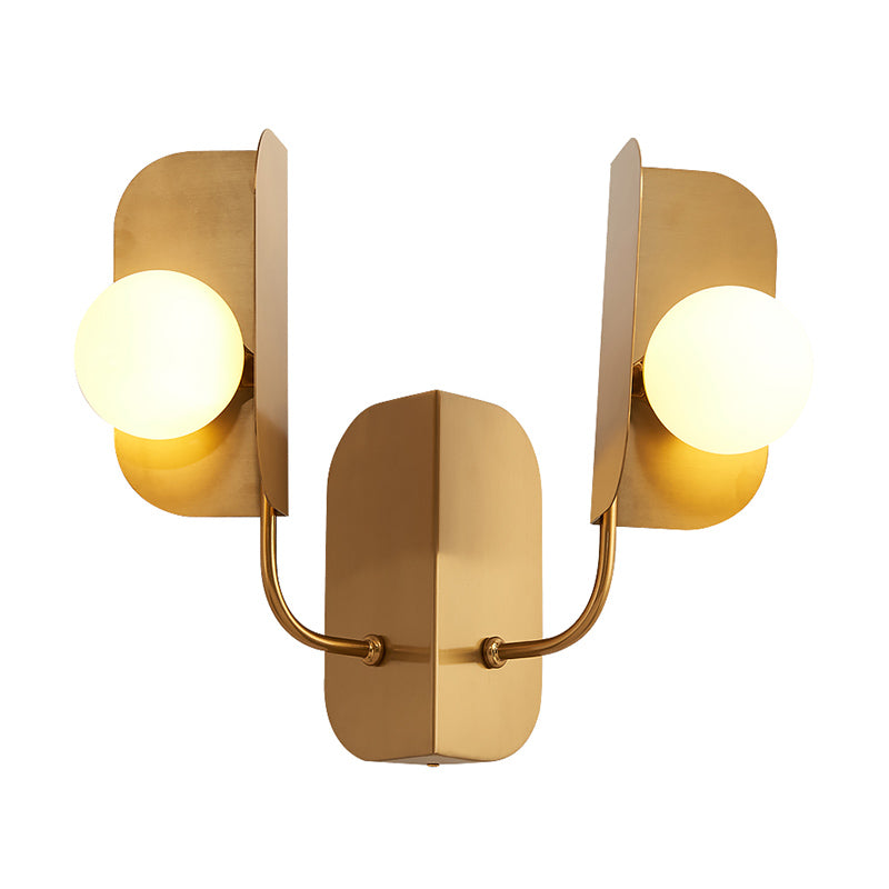 Gold Globe Wall Sconce Light Modern 2 Lights Metal LED Wall Mount Lamp for Living Room Clearhalo 'Cast Iron' 'Glass' 'Industrial' 'Modern wall lights' 'Modern' 'Tiffany' 'Traditional wall lights' 'Wall Lamps & Sconces' 'Wall Lights' Lighting' 339168