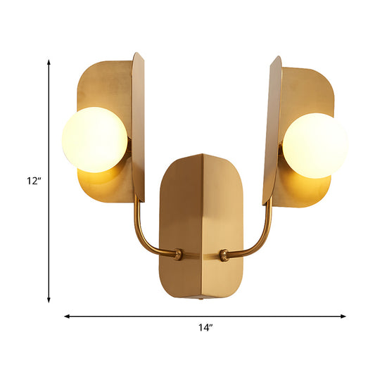 Gold Globe Wall Sconce Light Modern 2 Lights Metal LED Wall Mount Lamp for Living Room Clearhalo 'Cast Iron' 'Glass' 'Industrial' 'Modern wall lights' 'Modern' 'Tiffany' 'Traditional wall lights' 'Wall Lamps & Sconces' 'Wall Lights' Lighting' 339169