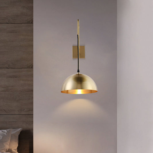 Modernist Dome Sconce Light Fixture Metal 1 Bulb Bedroom Wall Mount Lighting in Brass Brass Clearhalo 'Cast Iron' 'Glass' 'Industrial' 'Modern wall lights' 'Modern' 'Tiffany' 'Traditional wall lights' 'Wall Lamps & Sconces' 'Wall Lights' Lighting' 339175