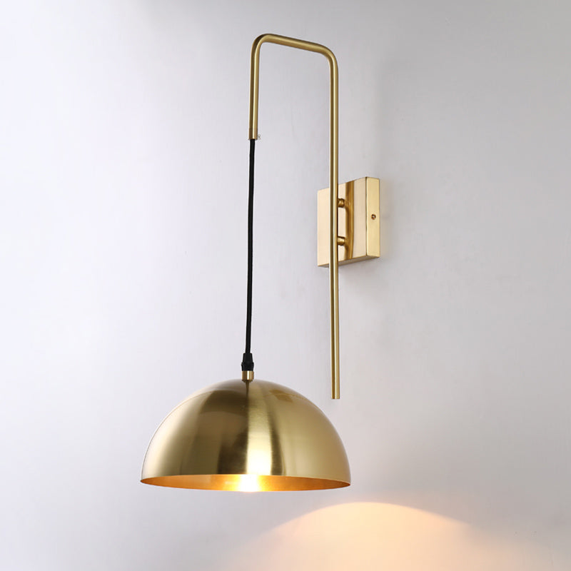 Modernist Dome Sconce Light Fixture Metal 1 Bulb Bedroom Wall Mount Lighting in Brass Clearhalo 'Cast Iron' 'Glass' 'Industrial' 'Modern wall lights' 'Modern' 'Tiffany' 'Traditional wall lights' 'Wall Lamps & Sconces' 'Wall Lights' Lighting' 339176