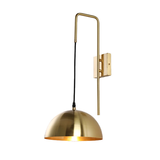 Modernist Dome Sconce Light Fixture Metal 1 Bulb Bedroom Wall Mount Lighting in Brass Clearhalo 'Cast Iron' 'Glass' 'Industrial' 'Modern wall lights' 'Modern' 'Tiffany' 'Traditional wall lights' 'Wall Lamps & Sconces' 'Wall Lights' Lighting' 339178