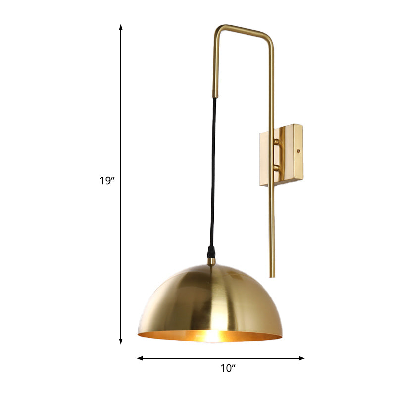 Modernist Dome Sconce Light Fixture Metal 1 Bulb Bedroom Wall Mount Lighting in Brass Clearhalo 'Cast Iron' 'Glass' 'Industrial' 'Modern wall lights' 'Modern' 'Tiffany' 'Traditional wall lights' 'Wall Lamps & Sconces' 'Wall Lights' Lighting' 339179