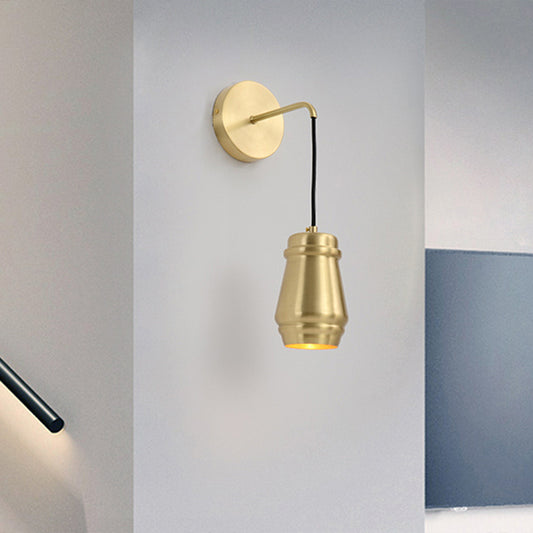 1 Head Bedroom Wall Sconce Modern Brass Wall Mount Lamp with Urn-Shaped Metal Shade Brass Clearhalo 'Cast Iron' 'Glass' 'Industrial' 'Modern wall lights' 'Modern' 'Tiffany' 'Traditional wall lights' 'Wall Lamps & Sconces' 'Wall Lights' Lighting' 339180