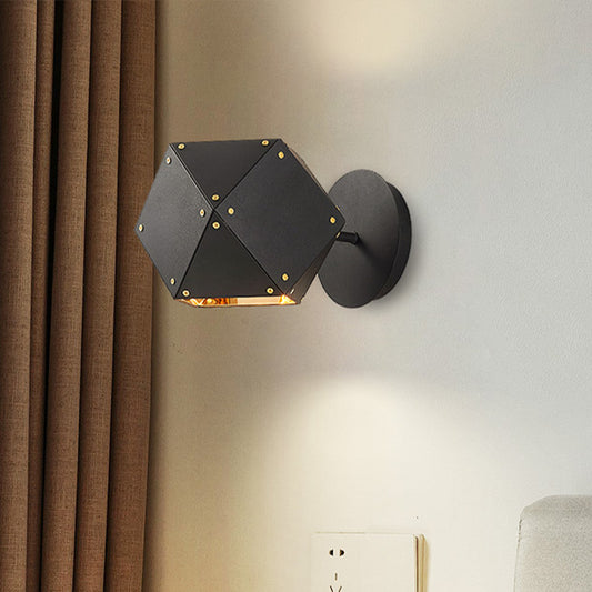 Metal Geometric Wall Light Sconce Modernism 1 Light Black Wall Lighting Fixture for Dining Room Black Clearhalo 'Cast Iron' 'Glass' 'Industrial' 'Modern wall lights' 'Modern' 'Tiffany' 'Traditional wall lights' 'Wall Lamps & Sconces' 'Wall Lights' Lighting' 339190