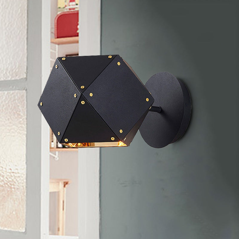 Metal Geometric Wall Light Sconce Modernism 1 Light Black Wall Lighting Fixture for Dining Room Clearhalo 'Cast Iron' 'Glass' 'Industrial' 'Modern wall lights' 'Modern' 'Tiffany' 'Traditional wall lights' 'Wall Lamps & Sconces' 'Wall Lights' Lighting' 339191