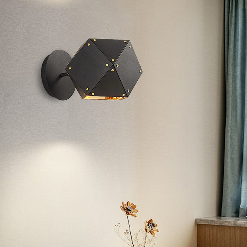 Metal Geometric Wall Light Sconce Modernism 1 Light Black Wall Lighting Fixture for Dining Room Clearhalo 'Cast Iron' 'Glass' 'Industrial' 'Modern wall lights' 'Modern' 'Tiffany' 'Traditional wall lights' 'Wall Lamps & Sconces' 'Wall Lights' Lighting' 339192