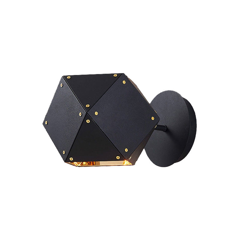 Metal Geometric Wall Light Sconce Modernism 1 Light Black Wall Lighting Fixture for Dining Room Clearhalo 'Cast Iron' 'Glass' 'Industrial' 'Modern wall lights' 'Modern' 'Tiffany' 'Traditional wall lights' 'Wall Lamps & Sconces' 'Wall Lights' Lighting' 339193