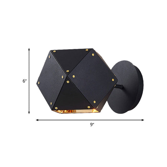 Metal Geometric Wall Light Sconce Modernism 1 Light Black Wall Lighting Fixture for Dining Room Clearhalo 'Cast Iron' 'Glass' 'Industrial' 'Modern wall lights' 'Modern' 'Tiffany' 'Traditional wall lights' 'Wall Lamps & Sconces' 'Wall Lights' Lighting' 339194