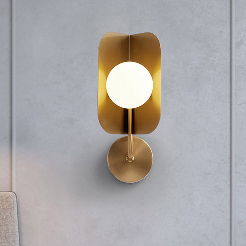 Gold Sphere Metal Wall Lighting Modernist 1 Bulb Metal LED Wall Mount Light Fixture Clearhalo 'Cast Iron' 'Glass' 'Industrial' 'Modern wall lights' 'Modern' 'Tiffany' 'Traditional wall lights' 'Wall Lamps & Sconces' 'Wall Lights' Lighting' 339197