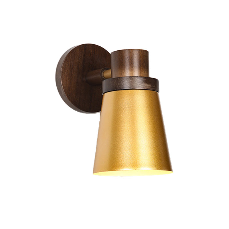 Minimalist Cone Wooden Sconce 1 Head Wall Lighting Fixture in Gold for Living Room Clearhalo 'Wall Lamps & Sconces' 'Wall Lights' Lighting' 339203