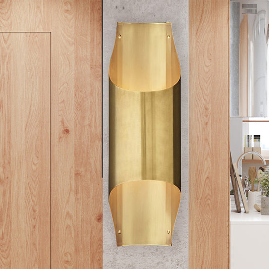 Linear Living Room Sconce Light Metal 1 Head Contemporary Wall Mount Lamp in Brass Brass Clearhalo 'Cast Iron' 'Glass' 'Industrial' 'Modern wall lights' 'Modern' 'Tiffany' 'Traditional wall lights' 'Wall Lamps & Sconces' 'Wall Lights' Lighting' 339210