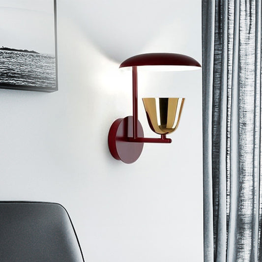 Red Dome Wall Light Fixture Modernism 1 Head Metal Wall Sconce Lighting for Bedroom Red Clearhalo 'Cast Iron' 'Glass' 'Industrial' 'Modern wall lights' 'Modern' 'Tiffany' 'Traditional wall lights' 'Wall Lamps & Sconces' 'Wall Lights' Lighting' 339220