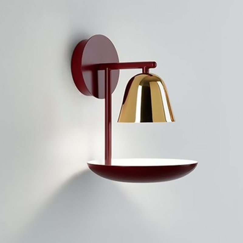 Red Dome Wall Light Fixture Modernism 1 Head Metal Wall Sconce Lighting for Bedroom Clearhalo 'Cast Iron' 'Glass' 'Industrial' 'Modern wall lights' 'Modern' 'Tiffany' 'Traditional wall lights' 'Wall Lamps & Sconces' 'Wall Lights' Lighting' 339221