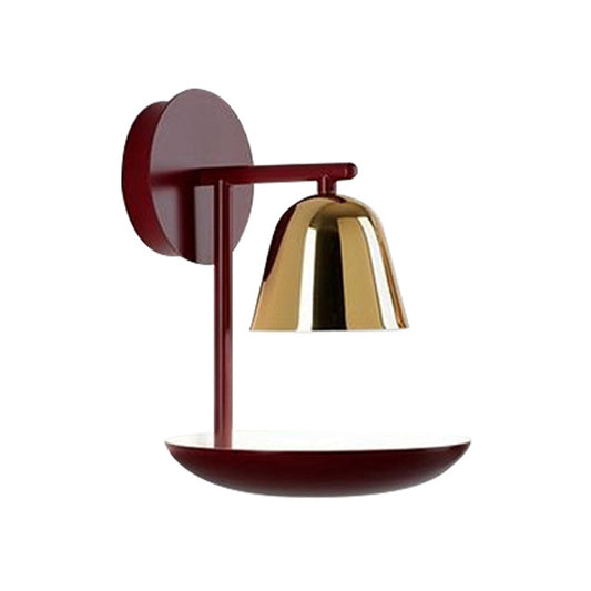 Red Dome Wall Light Fixture Modernism 1 Head Metal Wall Sconce Lighting for Bedroom Clearhalo 'Cast Iron' 'Glass' 'Industrial' 'Modern wall lights' 'Modern' 'Tiffany' 'Traditional wall lights' 'Wall Lamps & Sconces' 'Wall Lights' Lighting' 339223