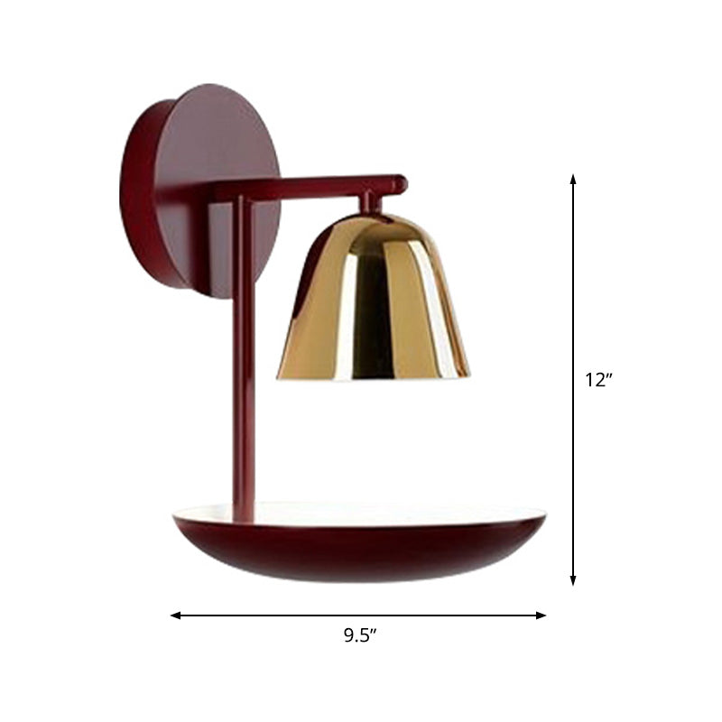 Red Dome Wall Light Fixture Modernism 1 Head Metal Wall Sconce Lighting for Bedroom Clearhalo 'Cast Iron' 'Glass' 'Industrial' 'Modern wall lights' 'Modern' 'Tiffany' 'Traditional wall lights' 'Wall Lamps & Sconces' 'Wall Lights' Lighting' 339224