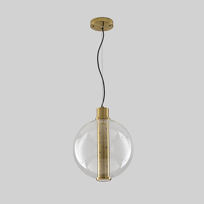 Globe Clear Glass Pendant Lighting Minimalist 1 Light Gold LED Hanging Lamp for Bedroom Clearhalo 'Ceiling Lights' 'Glass shade' 'Glass' 'Modern Pendants' 'Modern' 'Pendant Lights' 'Pendants' Lighting' 339255
