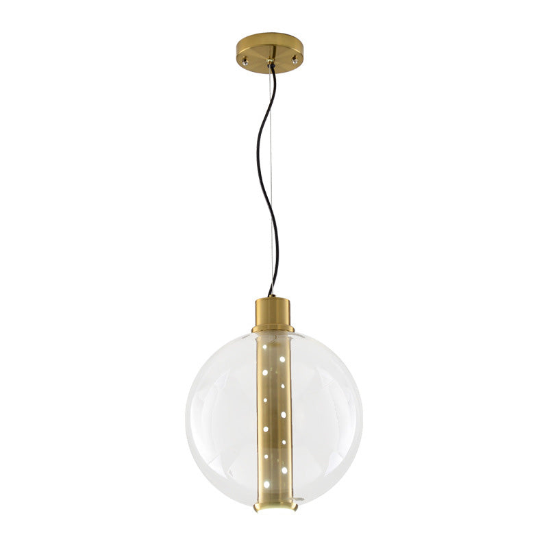 Globe Clear Glass Pendant Lighting Minimalist 1 Light Gold LED Hanging Lamp for Bedroom Clearhalo 'Ceiling Lights' 'Glass shade' 'Glass' 'Modern Pendants' 'Modern' 'Pendant Lights' 'Pendants' Lighting' 339256