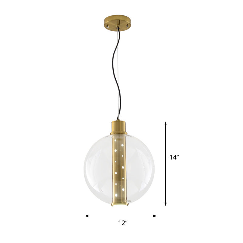 Globe Clear Glass Pendant Lighting Minimalist 1 Light Gold LED Hanging Lamp for Bedroom Clearhalo 'Ceiling Lights' 'Glass shade' 'Glass' 'Modern Pendants' 'Modern' 'Pendant Lights' 'Pendants' Lighting' 339257