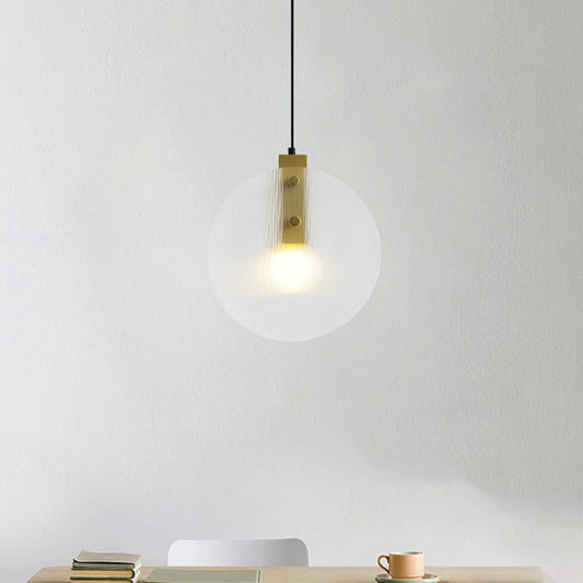 Gold Orb Pendant Lamp Modernist 1 Head Clear Glass Suspension Light for Dining Room Gold Clearhalo 'Ceiling Lights' 'Glass shade' 'Glass' 'Modern Pendants' 'Modern' 'Pendant Lights' 'Pendants' Lighting' 339263