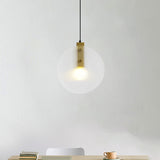 Gold Orb Pendant Lamp Modernist 1 Head Clear Glass Suspension Light for Dining Room Gold Clearhalo 'Ceiling Lights' 'Glass shade' 'Glass' 'Modern Pendants' 'Modern' 'Pendant Lights' 'Pendants' Lighting' 339263