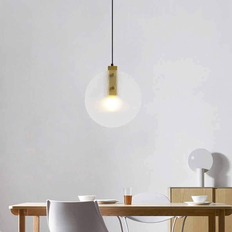 Gold Orb Pendant Lamp Modernist 1 Head Clear Glass Suspension Light for Dining Room Clearhalo 'Ceiling Lights' 'Glass shade' 'Glass' 'Modern Pendants' 'Modern' 'Pendant Lights' 'Pendants' Lighting' 339265