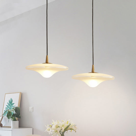 Contemporary Flare Hanging Lamp White Glass 1 Bulb Restaurant Down Lighting Pendant White Clearhalo 'Ceiling Lights' 'Glass shade' 'Glass' 'Modern Pendants' 'Modern' 'Pendant Lights' 'Pendants' Lighting' 339268