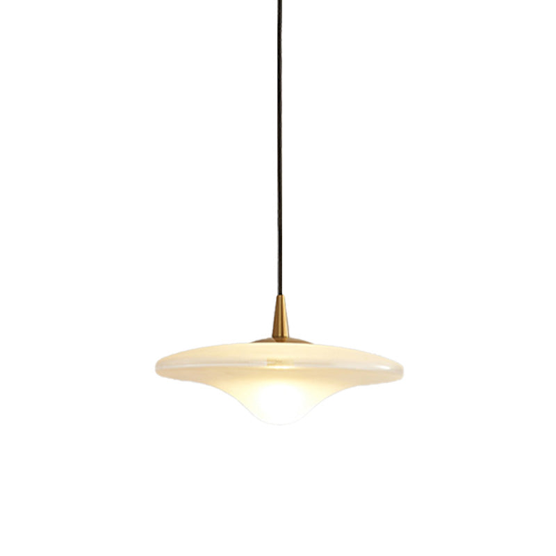 Contemporary Flare Hanging Lamp White Glass 1 Bulb Restaurant Down Lighting Pendant Clearhalo 'Ceiling Lights' 'Glass shade' 'Glass' 'Modern Pendants' 'Modern' 'Pendant Lights' 'Pendants' Lighting' 339271