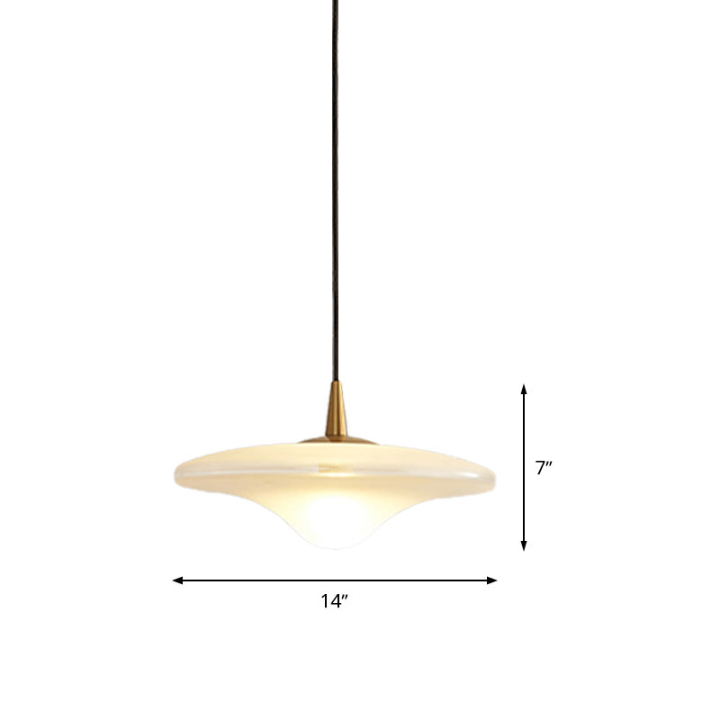 Contemporary Flare Hanging Lamp White Glass 1 Bulb Restaurant Down Lighting Pendant Clearhalo 'Ceiling Lights' 'Glass shade' 'Glass' 'Modern Pendants' 'Modern' 'Pendant Lights' 'Pendants' Lighting' 339272