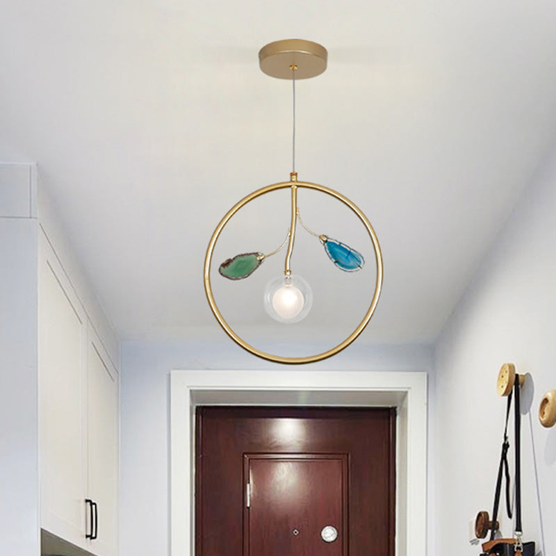 Cage Pendant Ceiling Light Modernist Metal 1 Bulb LED Gold Suspended Lighting for Foyer Clearhalo 'Ceiling Lights' 'Modern Pendants' 'Modern' 'Pendant Lights' 'Pendants' Lighting' 339274