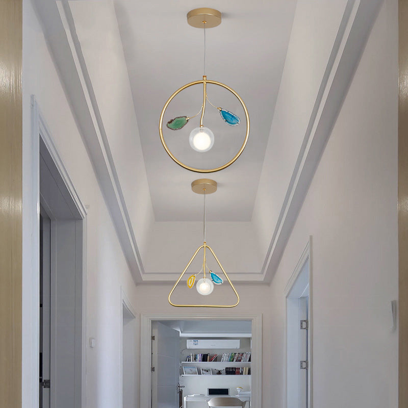 Cage Pendant Ceiling Light Modernist Metal 1 Bulb LED Gold Suspended Lighting for Foyer Clearhalo 'Ceiling Lights' 'Modern Pendants' 'Modern' 'Pendant Lights' 'Pendants' Lighting' 339275